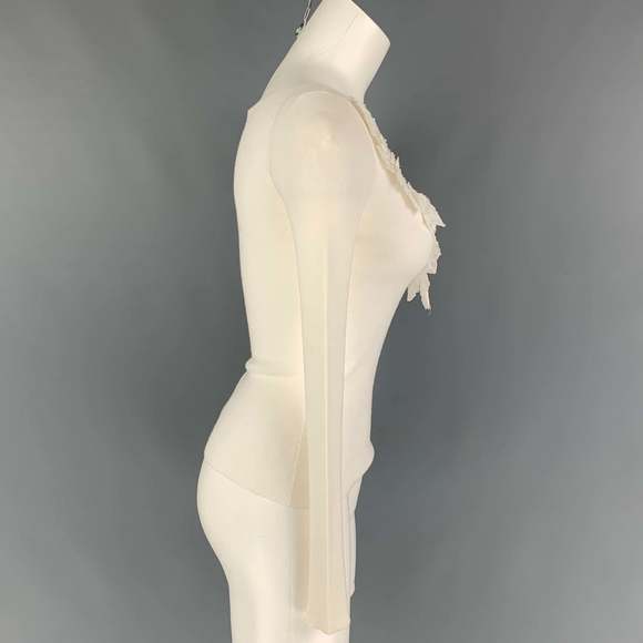 PRADA Cream Knitted V-Neck Pullover - Picture 2 of 4